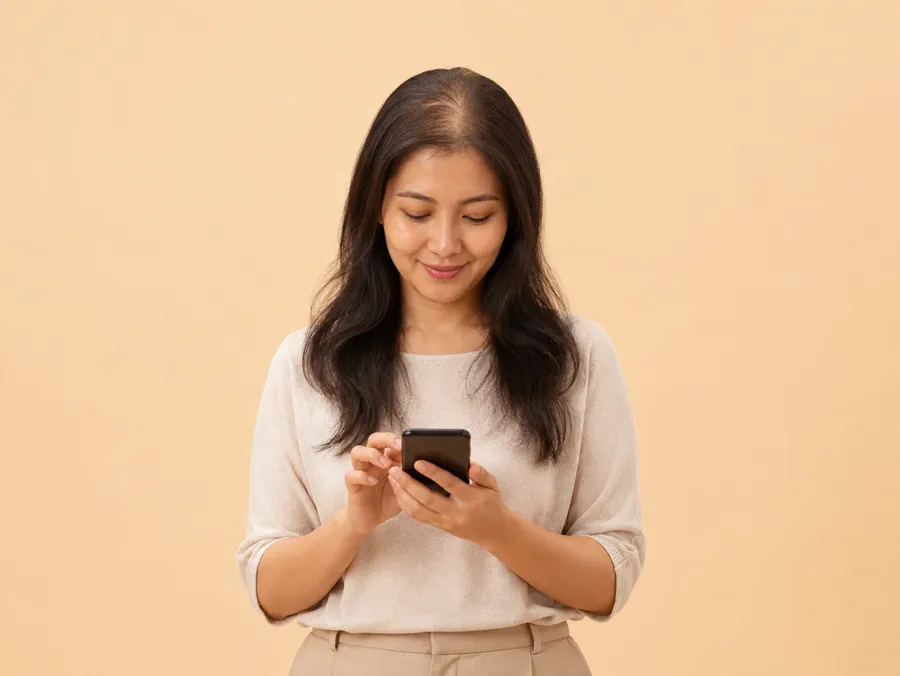 A man choosing his finasteride brand on his phone