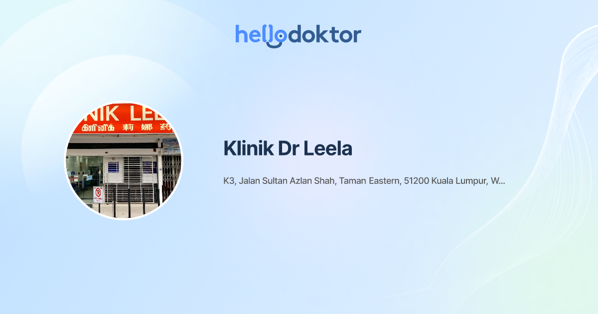 Klinik Dr Leela - Buat Tempahan Atas Talian
