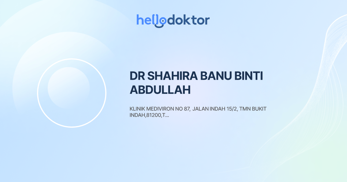 DR SHAHIRA BANU BINTI ABDULLAH